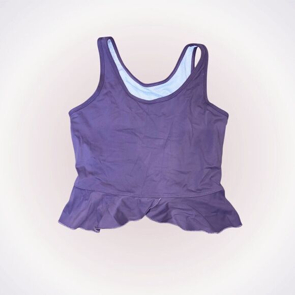 Lilac purple flutter crop tank top with built in sports bra | Sz M (NO SIZE TAG) - Picture 1 of 3